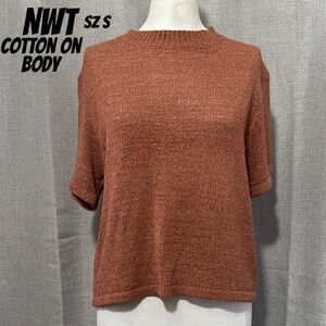 NWT Cotton On “Body” Knit Sweater-Sz S-Short sleeve-Loose Knit-Terracotta Color